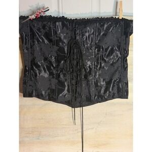 Torrid Black Satin Floral Jacquard Lace Up Boned Corset Top Vintage Style 1X